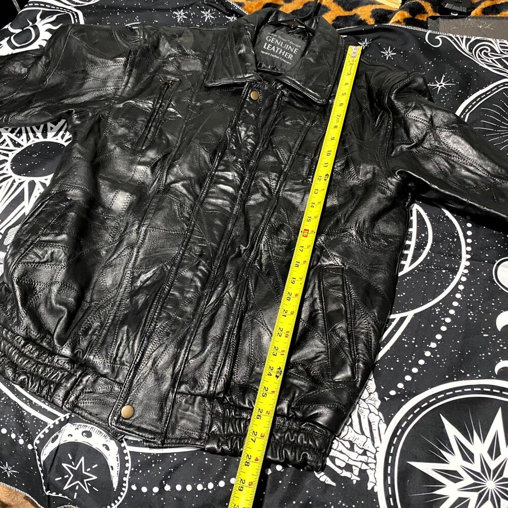 Giovanni Navarre Italian Stone Jacket Men's L Black Leather Outdoor Workwear - Picture 6 of 9